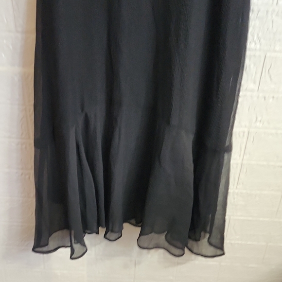 $498 Nanette Lepore Black Chiffon Dress with Cream Embroidery - Picture 7 of 12